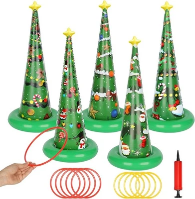 Pack de 5 Juego Inflable de Lanzamiento de Anillos de Árbol de Navidad,Juegos de Fiesta de Navidad para Niños,A Foto 1 de 2