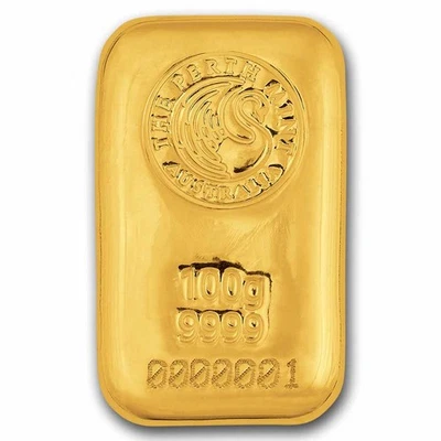 100 gram Gold Bar - Perth Mint (Cast, Serialized) - Image 1 of 4