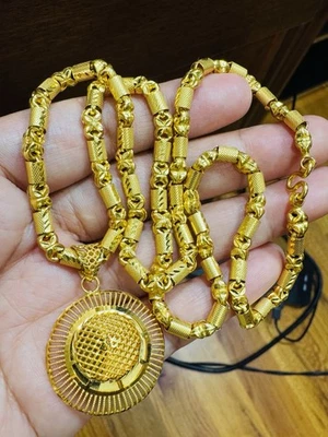 "Juego redondo fino de oro real 22K 916 21,5""/22"" de largo con collar de cadena Baht 28,2 g 5 mm" Foto 1 de 4