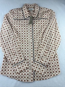 J Crew Long Sleeve Blouse Round Collar Peach Design Women's Size 10 - Picture 1 of 11