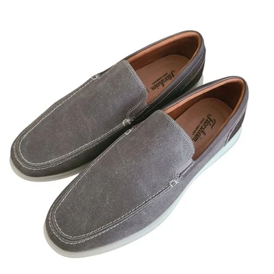 Mocasín Florsheim para hombre talla 11 Montigo de lona sin usar, en caja, puntera gris sin cordones Ortholite  Foto 1 de 4