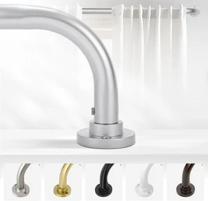 Silver Wrap Around Curtain Rod 48-90" Nickel Blackout Heavy Duty Rod - Picture 1 of 9