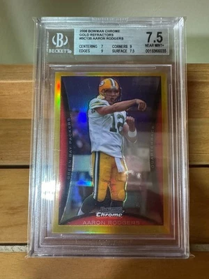 Aaron Rodgers 2008 Bowman Chrome GOLD Refractor /50 7.5 with BGS 9 Subs! SSP! - Image 1 of 2