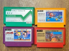 Popeye Clu Clu Land Spartan X Excitebike Famicom 4 Game Lot Tested Japan NES FC