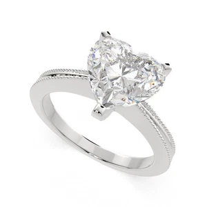 3.5 Ct Heart Cut Diamond Engagement Ring VS2 E White Gold 14k - Picture 1 of 8