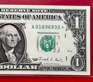 1988 STAR NOTE $1 DOLLAR BILL ( BOSTON A) UNCIRCULATED - Picture 1 of 3