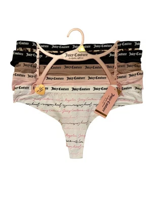 Paquete de 5 tangas ropa interior Juicy Couture para mujer JC8239 precio de venta sugerido por el fabricante 38 USD nuevas con etiquetas Foto 1 de 2