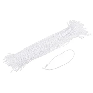 100 x Cotton Hang Tags String Snap Lock Price Fastener Ties White 7.8" - Picture 1 of 8