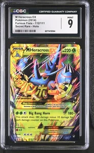 CGC 9 MINT M Heracross EX Furious Fists 112/111 Secret Rare Holo Pokemon Card - Picture 1 of 2