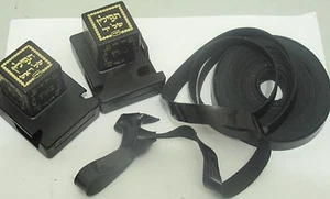 Tefillin straps Black 2 sides handmade minister Rabbi Klein - Rabbi Vosner  - Picture 1 of 4