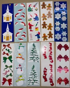 Vintage Mrs Grossmans Aufkleber Weihnachten Schneeflocke Bäume Bänder Zuckerstange #14 - Bild 1 von 7