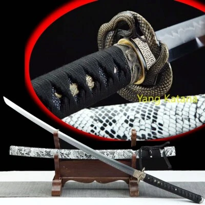 Espada samurai japonesa lâmina temperada argila aço T8 muito afiada cobra Katana #1056 - Imagem 1 de 4