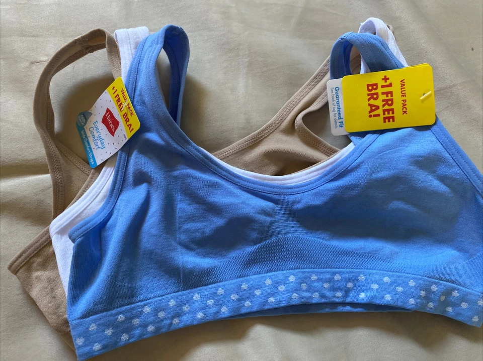 Hanes Big Girl's Seamless ComfortFlex Fit Cozy Pullover Bra Blue Size Small 5s