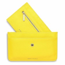 yellow leather wallet womens