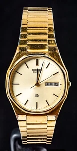 Seiko (7123-7120) Gold-Plated Octagonal Men's Quartz Watch-- Working, Ø33mm Case - Picture 1 of 8