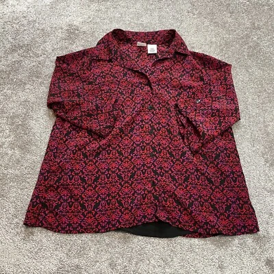 JMS просто мой размер блузка на пуговицах рубашка женщин 2 X 18W-20W красный рулон вкладка рукав - Изображение 1 из 4