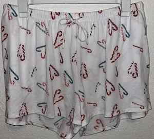 Colsie Pajama Sleep Shorts Women Sz XL Candy Canes - Picture 1 of 8