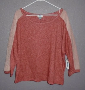 Old Navy Coral & Off White Raglan Top 3/4 Sleeve Women's Size Medium NWT - Picture 1 of 9