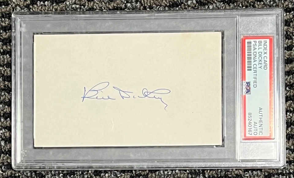 BILL DICKEY AUTOGRAPHED SIGNED 3X5 INDEX CARD *PSA SLABBED* HOF NY YANKEES! - Image 1 of 1