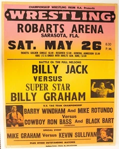 Vintage 1984 Championship Wrestling From Florida Poster Billy Jack vs Graham! - Picture 1 of 7