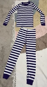 Hanna Andersson Girls Organic Cotton Purple White Striped pj set pajamas 10 - Picture 1 of 4