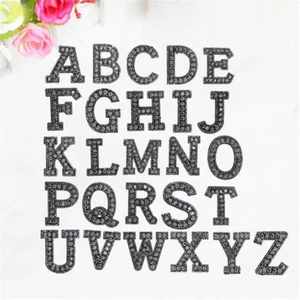 A-Z Rhinestone Alphabet Applique Iron On Letters Patch For DIY Clothing Badge - Picture 1 of 32