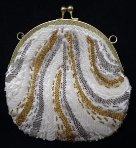 Vintage White Beaded Handbag Purse (Hong Kong) - Picture 1 of 4
