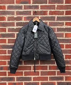 New All Saints Ladies QUINN leather puffer bomber Jacket UK12 US8 EU40 A52 - Picture 1 of 11