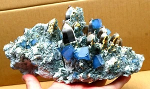 1893.4g Natural Blue phantom Cubic fluorite crystal mineral specimen/yaogangxian - Picture 1 of 12