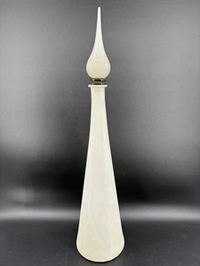 Vtg Empoli Optic Cased Smoke Grey Over White Glass Genie Bottle 25.25” HTF - Picture 1 of 17