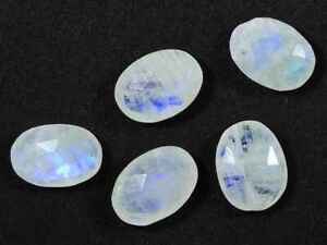 10X14 MM Natural Rainbow Moonstone Briolite oval Faceted Gemstone 5 Pcs Lot