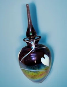 Vintage Fenton Purple iridescent Hanging Hearts Empty Perfume Bottle 6” - Picture 1 of 15