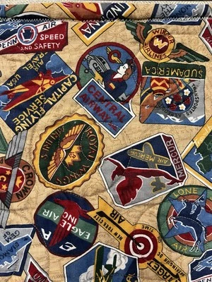 Artisan Made Small Aviation Quilt 34” X37.5” Airplanes Travel Baby Airplane - Image 1 of 4