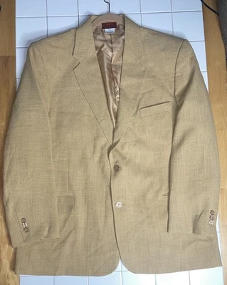 48R Haband Lions Den Tan Gold Suit Jacket Sport Coat Linen-Look Style 219 - Image 1 of 4