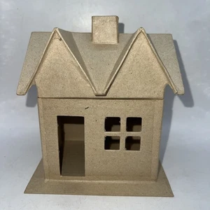 Paper Mache Putz style House Box - Ready to Paint - 6" tall -Craft Supply - Picture 1 of 9