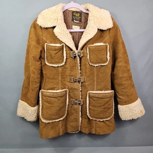 Giacca vintage riccia stile montone shearling 4 tasche foderata chiusura taglia 7/8  - Foto 1 di 17