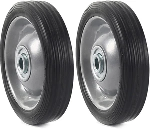 (2-Pack) 5" X 1.2" Flat Free Solid Rubber Wheel Assemblies - Replacement Hand Tr - Picture 1 of 12