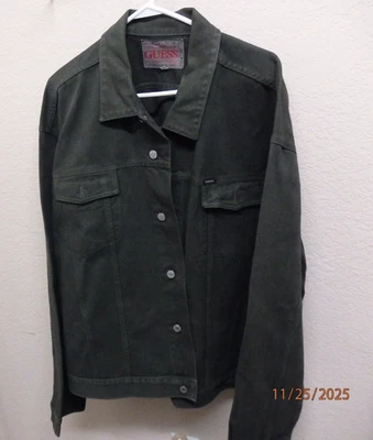 Jaqueta jeans vintage Guess XXXXL EUA verde oliva rara - Imagem 1 de 4