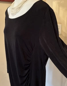 Chico’s Travelers Damen XL BLK Slinky Strick Rüschen 3/4 Arm Stretch Tunika - Bild 1 von 18