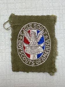 1946-1955 Eagle Scout Rank Patch Square Khaki 3G - Picture 1 of 2