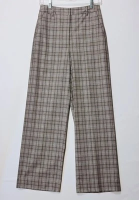 Calça Nordstrom tamanho 2 cinza xadrez uso de escritório costura interna mistura de viscose poli costura nova sem etiquetas - Imagem 1 de 4