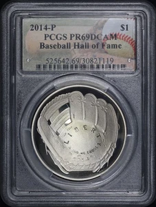 2014-P Baseball Hall of Fame Silver Dollar Commemorative PCGS PR-69 DCAM - Picture 1 of 2
