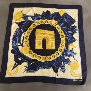 CELINE Paris Famous Design Scarf 84Cm Square - Picture 1 of 6