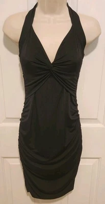 Sexy Vestido Body Central Body Con Halter Acanalado Negro Cóctel Clubbing Pequeño Foto 1 de 4