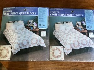 Designs for the Needle Stamped Cross Stitch Quilt Blocks 109 FLOWER WREATH lot 2 - Picture 1 of 4
