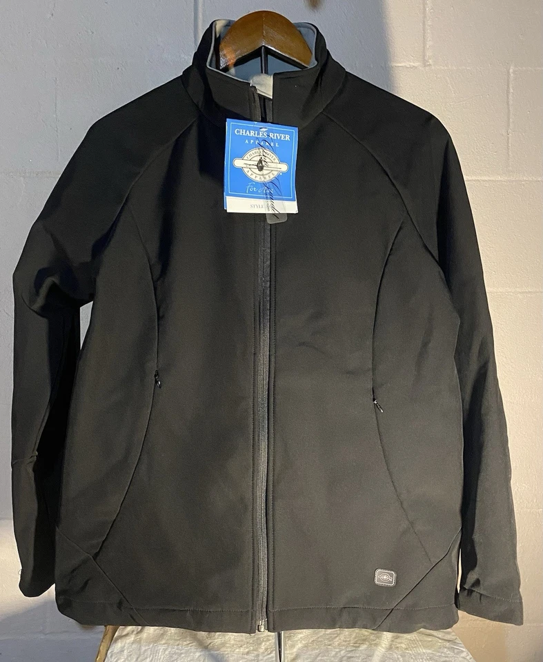 Chaqueta para mujer Charles River Apparel negra suave cremallera completa grande TOTALMENTE NUEVA Foto 1 de 4