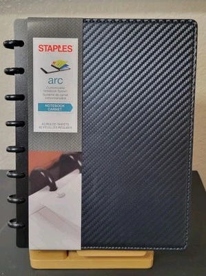 Staples Arc Customizable Notebook 6-3/4" x 8-3/4" blue carbon fiber 60 Sheets - Image 1 of 4