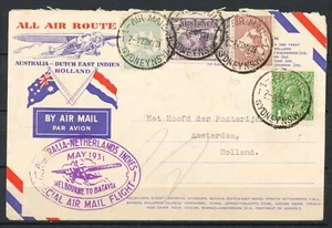 MELBOURNE TO BATAVIA MAY 1931 SPECIAL AIR MAIL FLIGHT SYDNEY23.MY.31 A'DAM Dr480 - Imagen 1 de 2