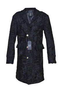 Man's Real Persian Lamb Karakul Fur Jacket White Lines Coat AllSizes Pre Sale - Picture 1 of 13