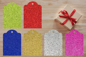 Glitter Gift Tags Christmas Birthday Tag Wedding Tags 4.5cm X 7cm - Picture 1 of 6